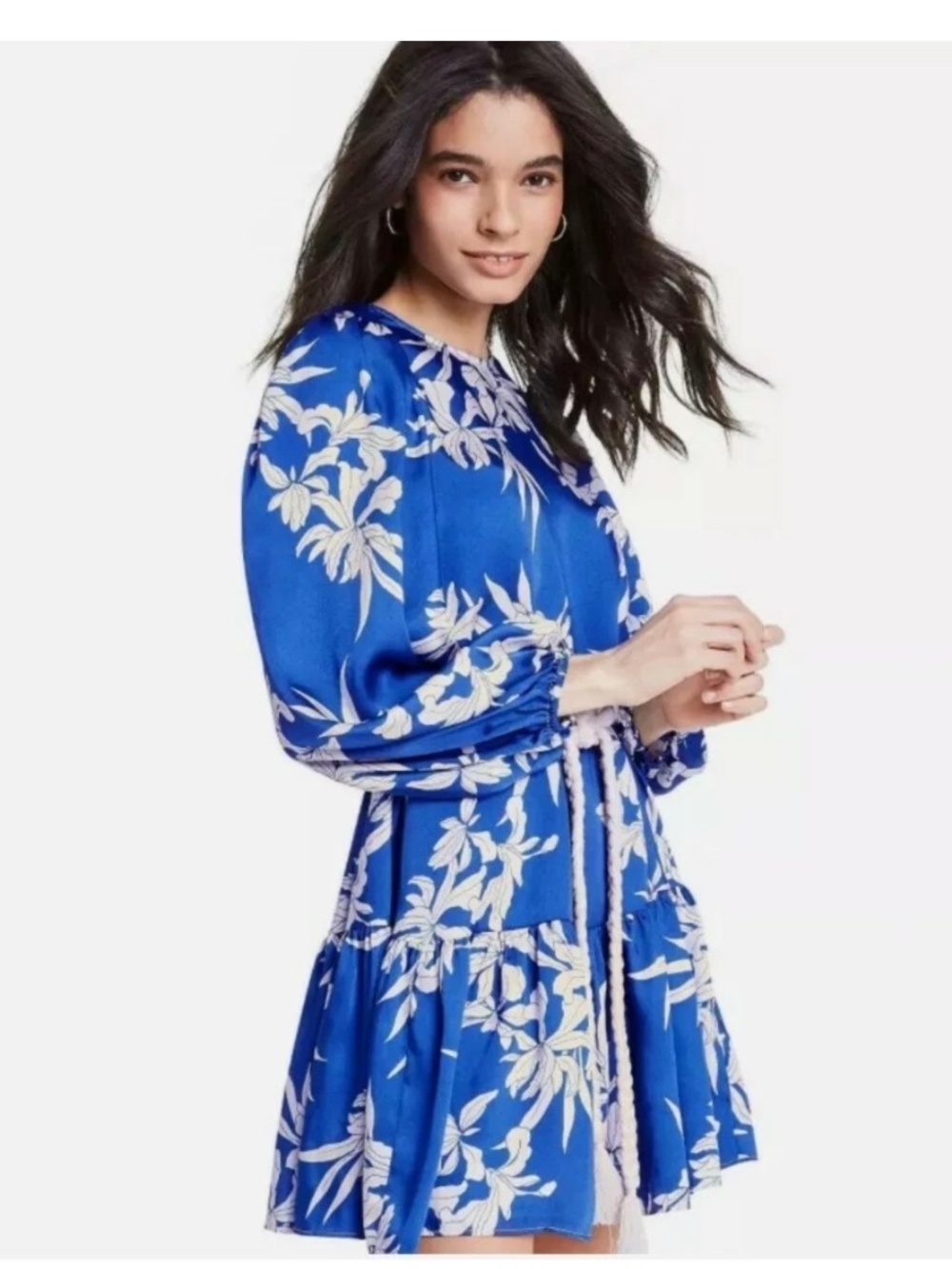Alexis X Target Blue Floral Long Sleeve Mini Dress. Sz L.